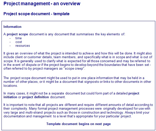 project scope document
