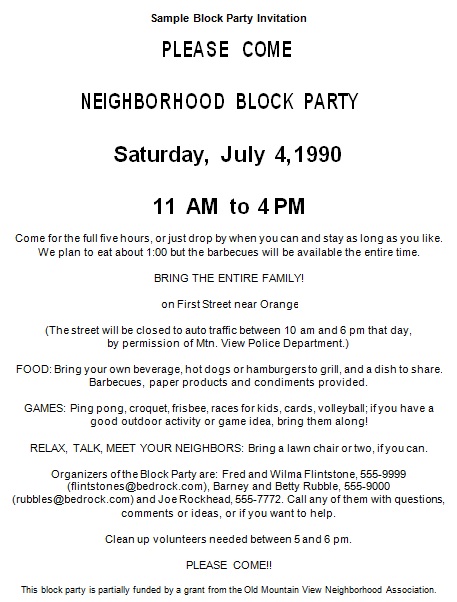 sample block party invitation