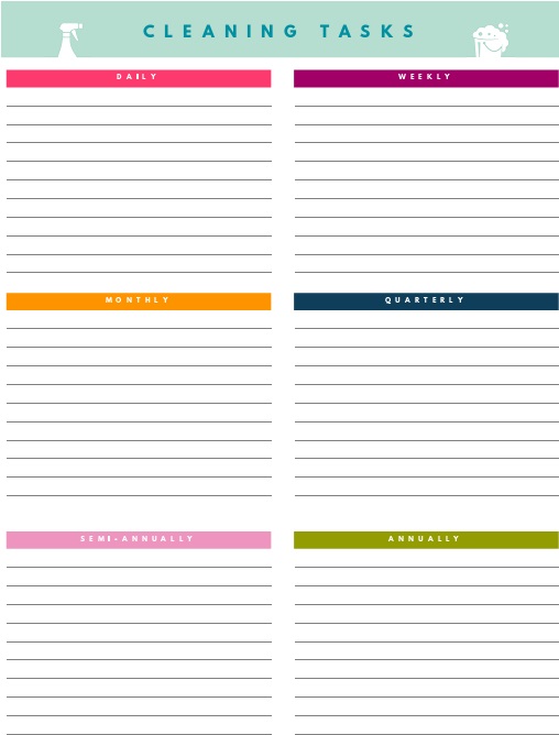 weekly cleaning list template 1