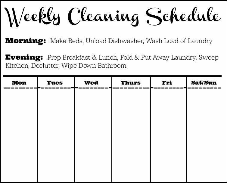 weekly cleaning rota template