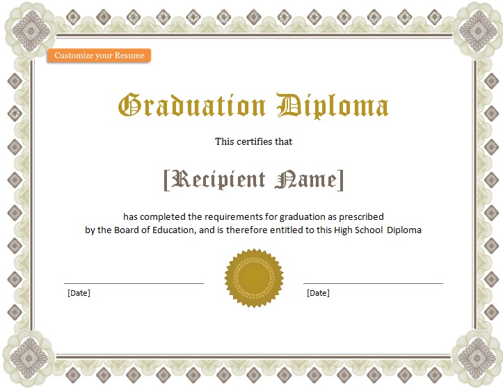 high school diploma template 5