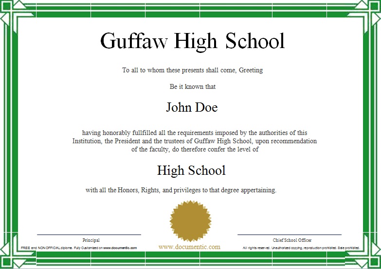 high school diploma template 8