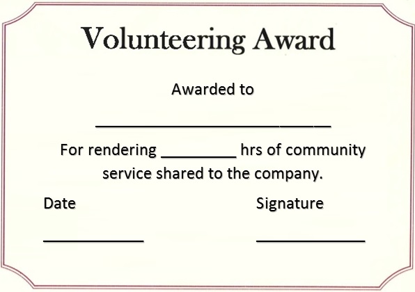 volunteering certificate template 1