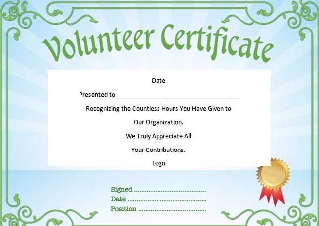volunteering certificate template 17
