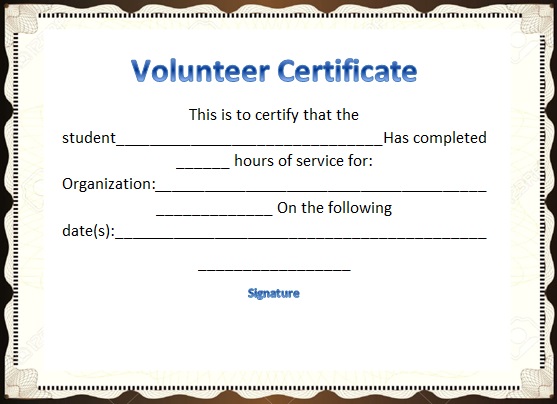 volunteering certificate template 18