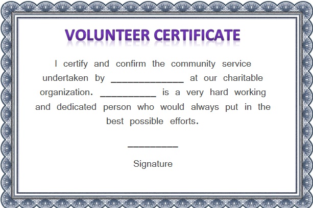 volunteering certificate template 23