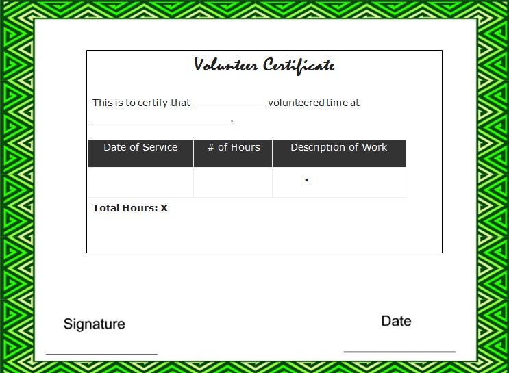 volunteering certificate template 27