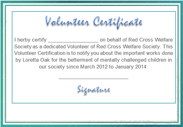 volunteering certificate template 28