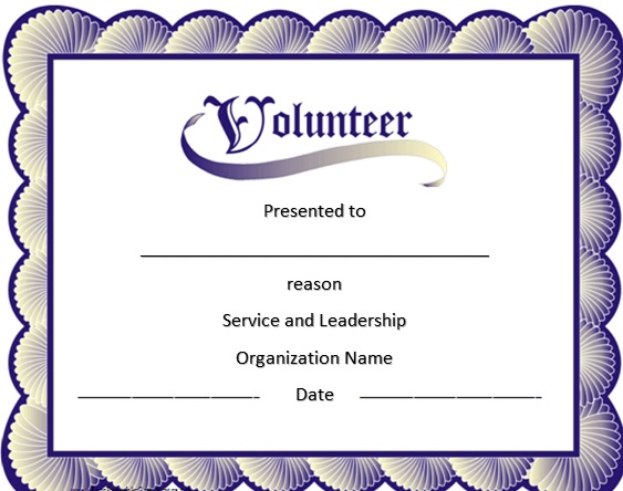 volunteering certificate template 4