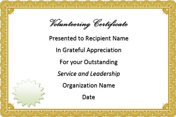 volunteering certificate template 6