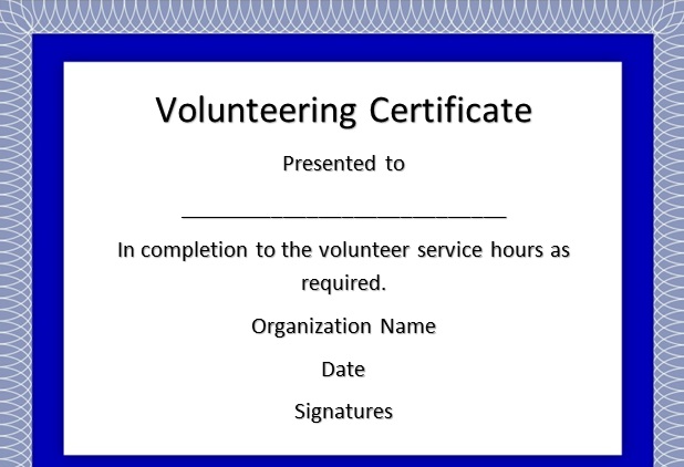 volunteering certificate template 8