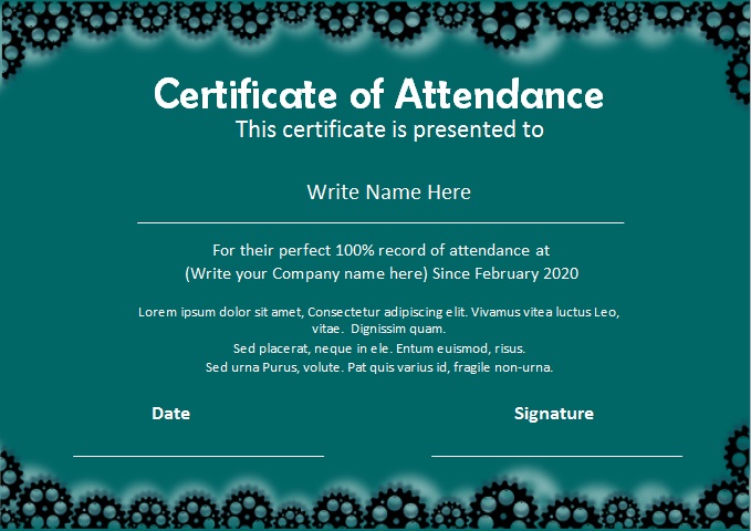certificates of attendance template 17