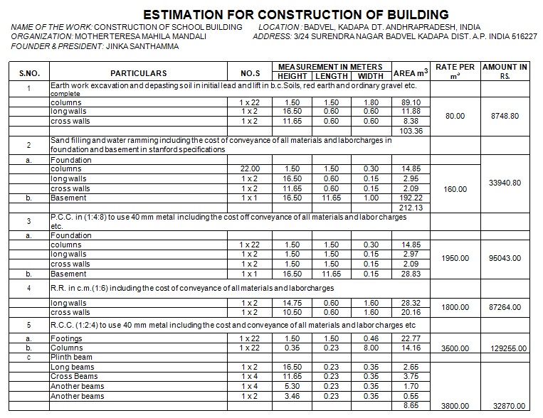 construction estimate template 27