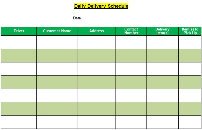 delivery schedule template 14