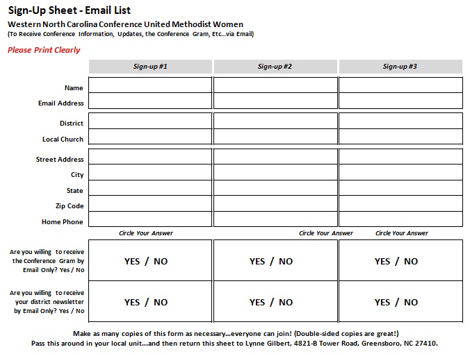 email sign up sheet template 12