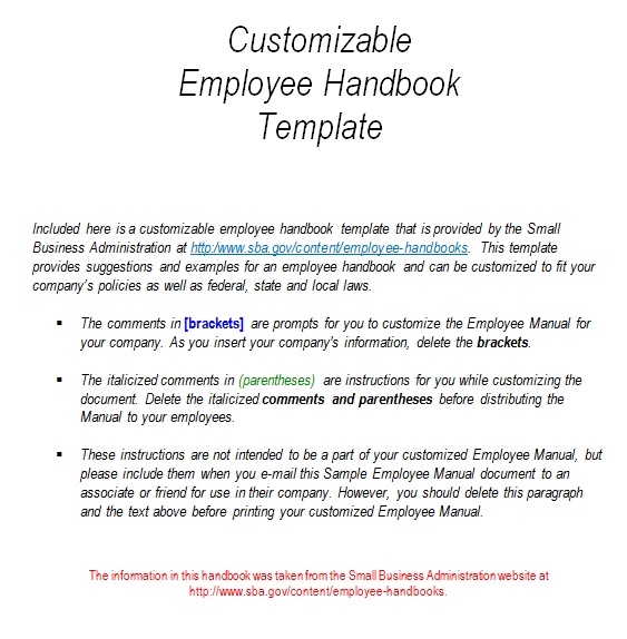 employee handbook template 17