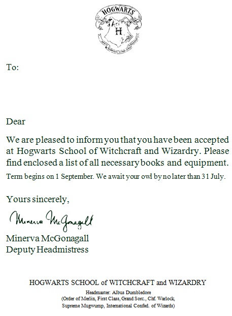 hogwarts acceptance letter template