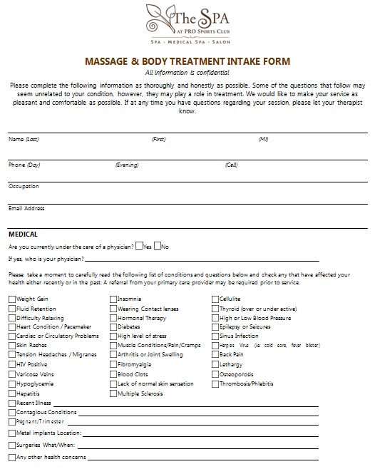 massage intake form template 29