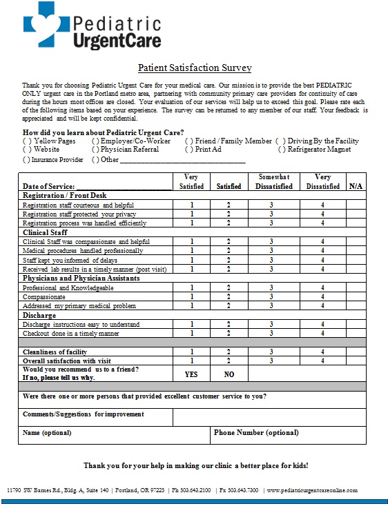 patient satisfaction survey template 14