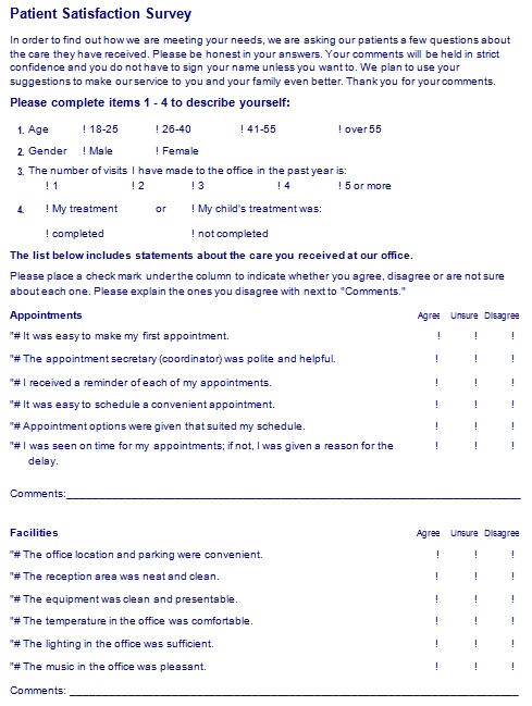 patient satisfaction survey template 19