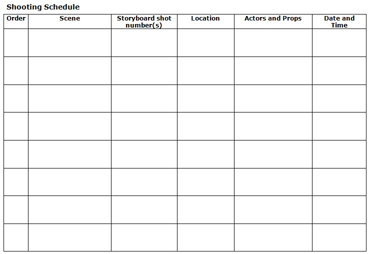 shooting schedule template 23