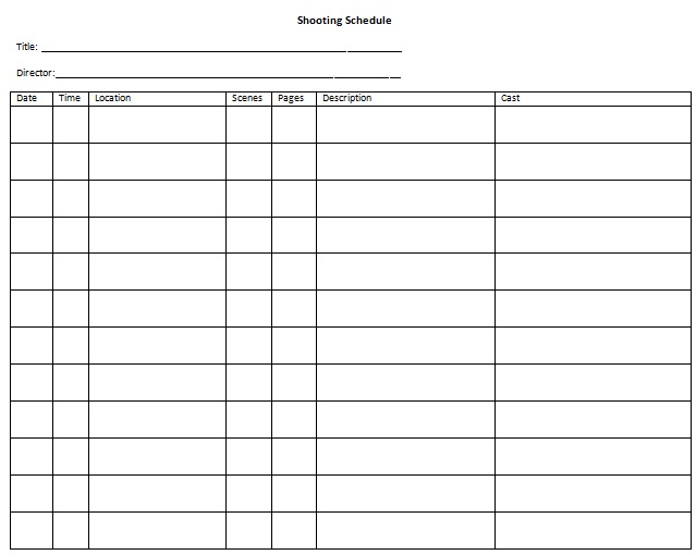 shooting schedule template 26