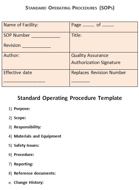 standard operating procedure template 14