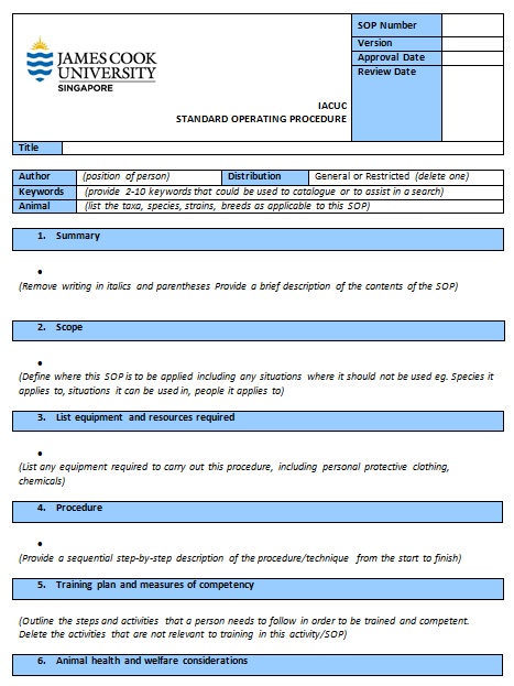 standard operating procedure template 19