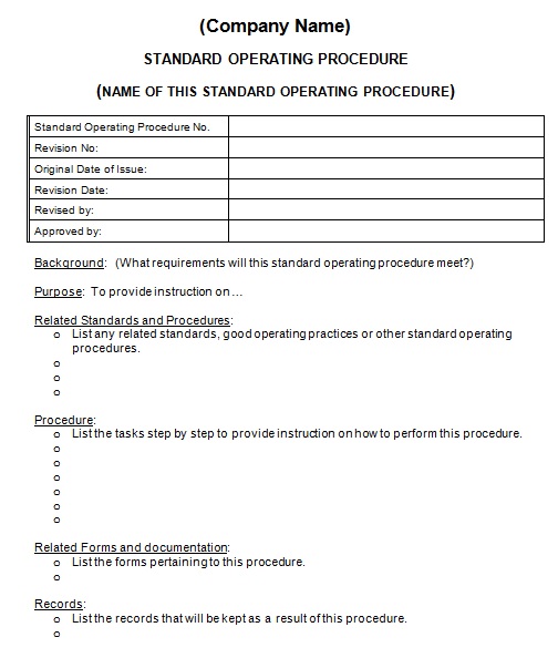 standard operating procedure template 5