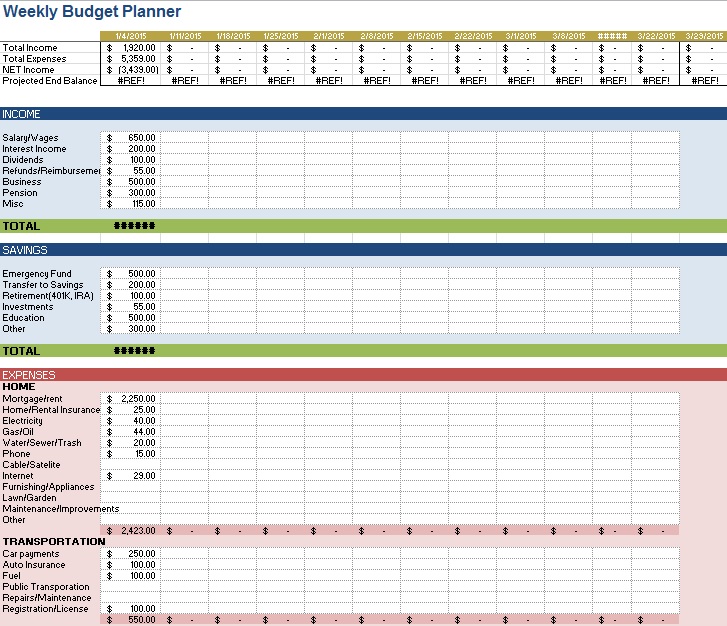weekly budget template 10