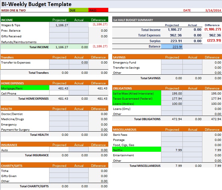 weekly budget template 16