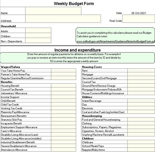 weekly budget template 2