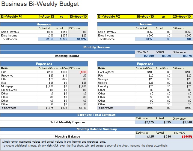 weekly budget template 3