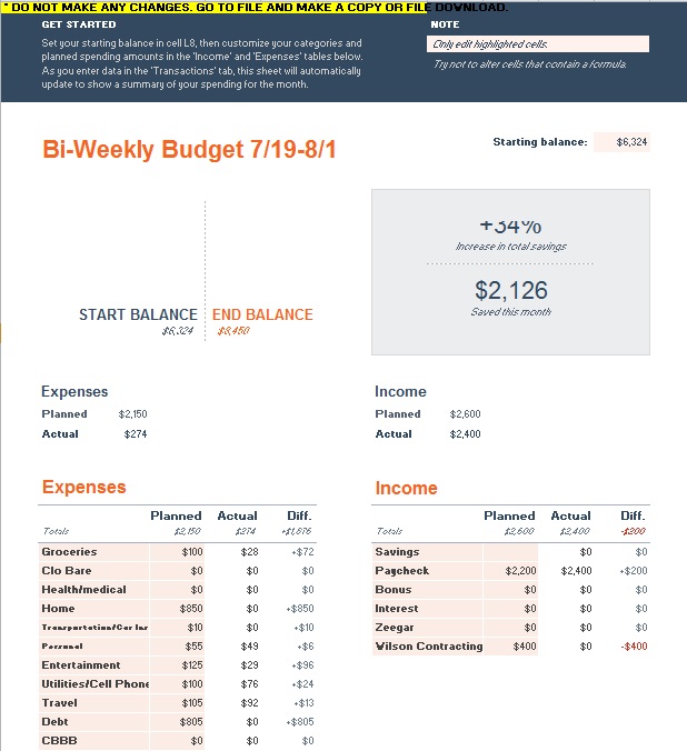 weekly budget template 7