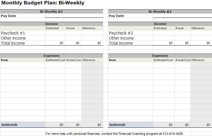 weekly budget template