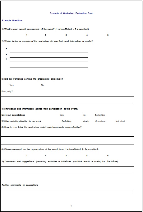 academic workshop evaluation form