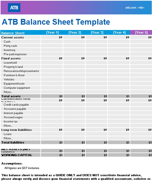 balance sheet template 1