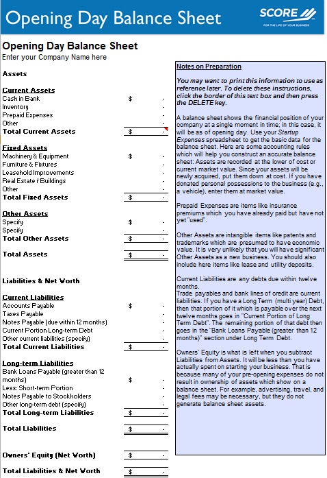balance sheet template 29
