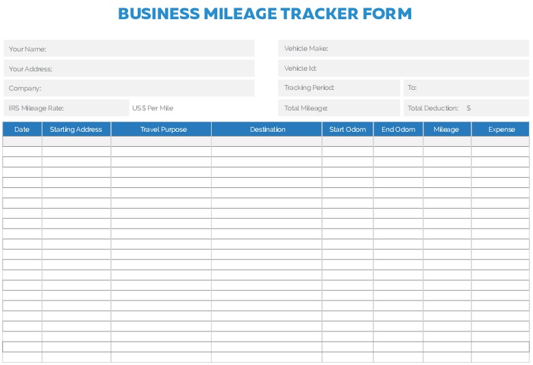 business mileage tracker form