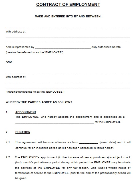 employment contract template 1