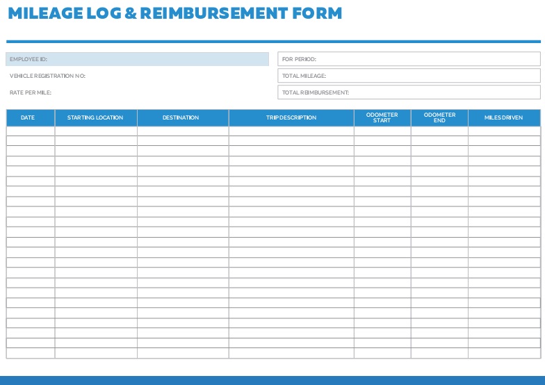 mileage log reimbursement form