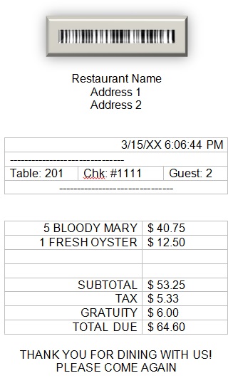 restaurant receipt template 2