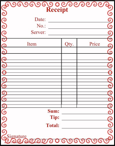 restaurant receipt template 4