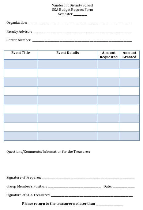 school budget request form