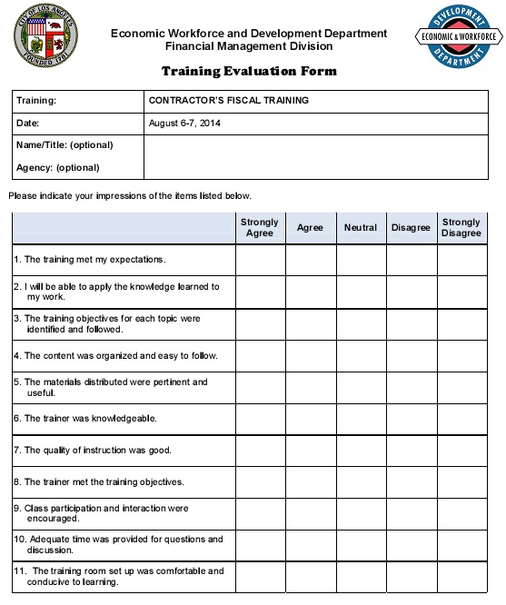 simple training evaluation form example