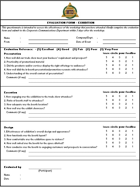 standard workshop evaluation form