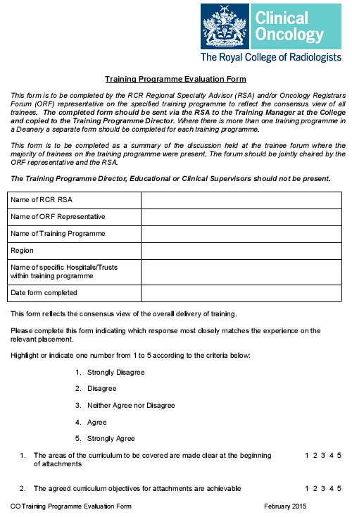 training programme evaluation form