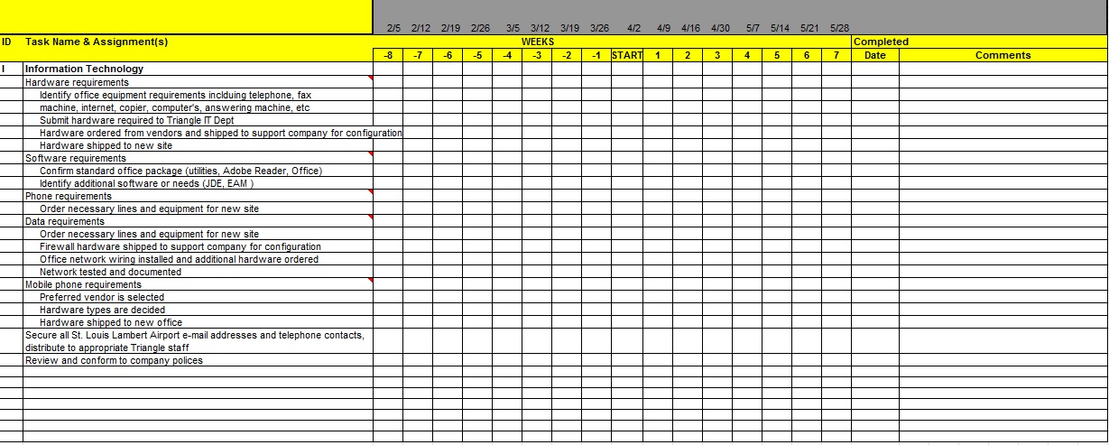 transition plan excel sheet template 3