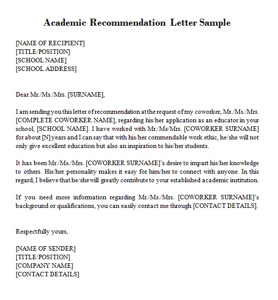 academic recommendation letter 2