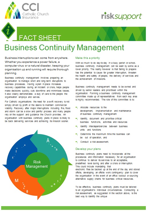 business continuity fact sheet template
